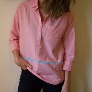 J. Crew Striped Coral Popover